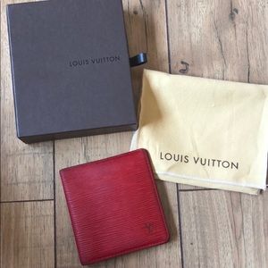 LV men red epi wallet